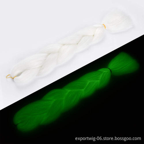 Glowing Jumbo Braiding Hair 24 inch Colorful Synthetic Hair Extension Attachments Braids Synthetic
